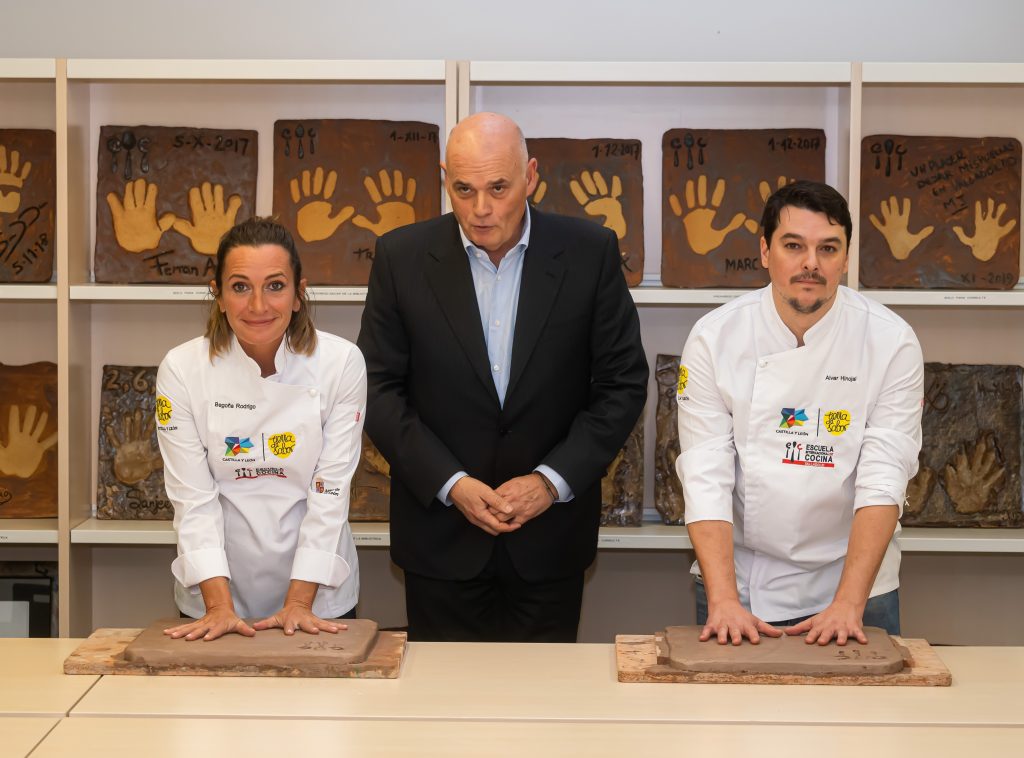Jornada gastronómica Tierra de Sabor. Begoña Rodrigo. LA SALITA (Valencia). Alvar Hinojal. ALQUIMIA (Valladolid) y Javier Labarga, Vicepresidente de la Cámara de Comercio de Valladolid
